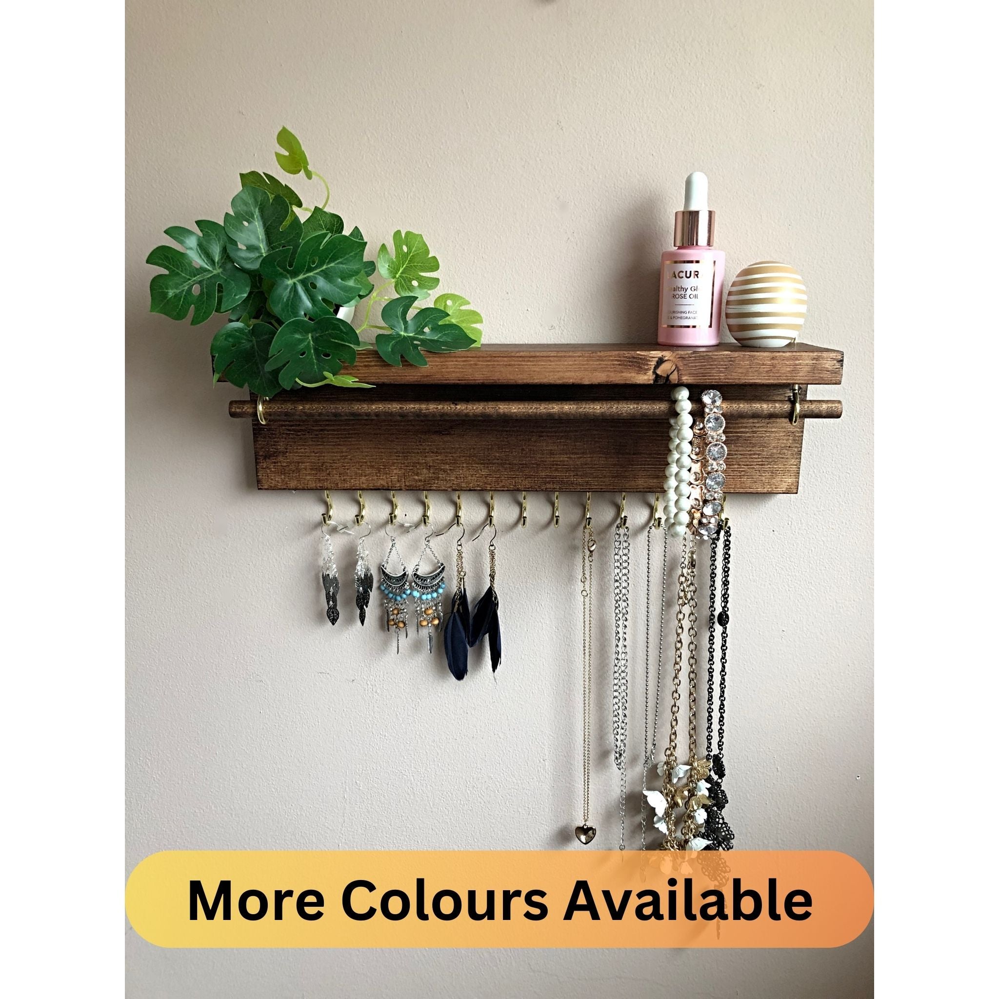 Popular Jewelry Organizer With Shelf, Earring Display and Necklace Hooks